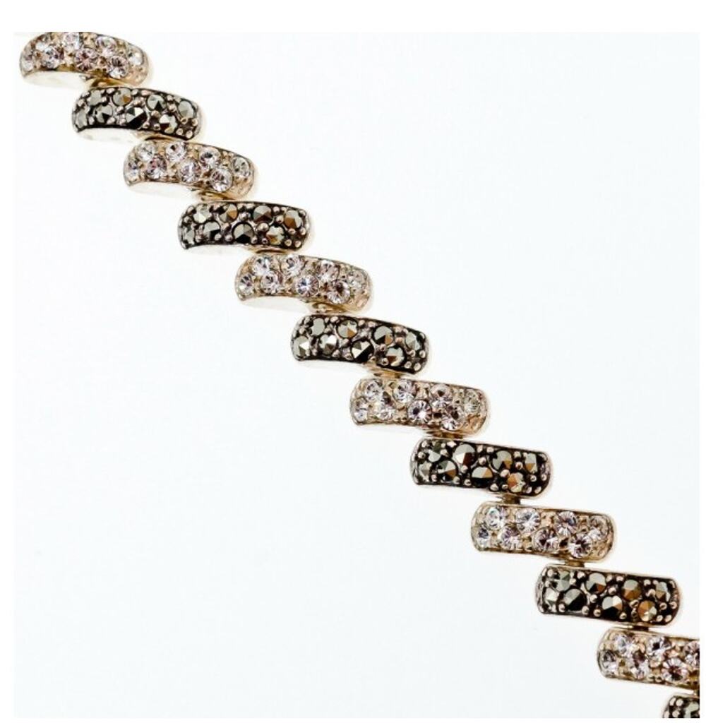 925 Sterling Silver CZ & Marcasites Bracelet